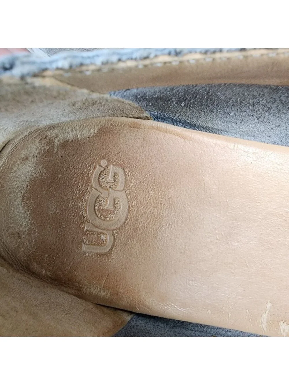 UGG Shoes Womens Size 7 Vista Gray Nubuck Leather Slip On Loafer *Read*